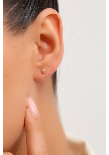 8 Ayar Altın Kalemli Top Küpe 4 mm fırsatları