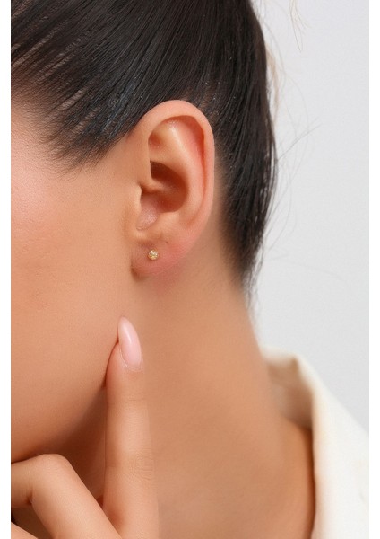 8 Ayar Altın Kalemli Top Küpe 4 mm indirimleri