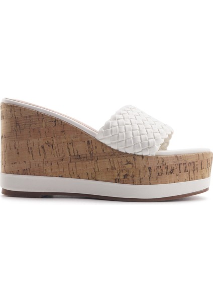 MURMA 4FX KIRIK BEYAZ Kadın Dolgu Topuk Terlik