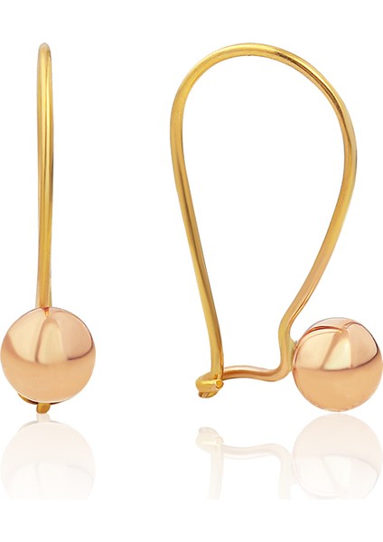 8 Ayar Altın Sade Çengelli Top Küpe 5 mm
