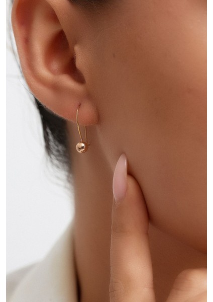 8 Ayar Altın Sade Çengelli Top Küpe 5 mm