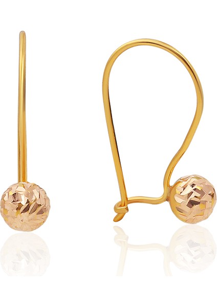 8 Ayar Altın Kalemli Çengelli Top Küpe 5 mm