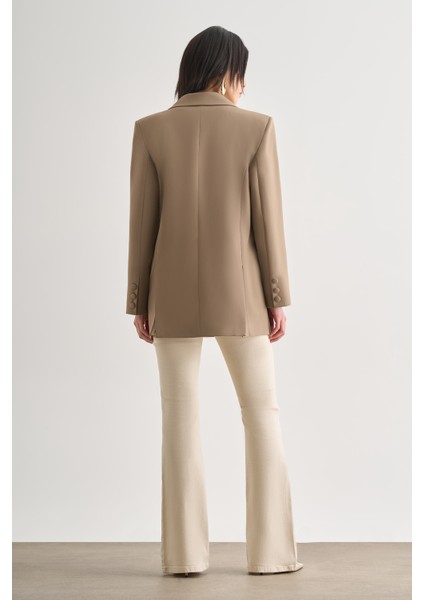 Oversize Çift Yırtmaçlı Bej Blazer Ceket modelleri