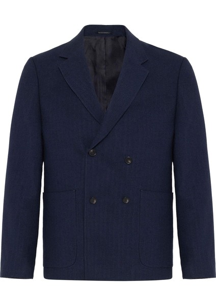 Lacivert Relax Fit Keten Karışımlı Erkek Blazer Ceket indirimleri