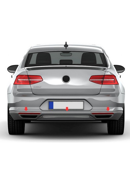Vw Passat B8 Arka Tampon Çıtası - Krom (3 Parça) | Sd/sw (2015+) modelleri