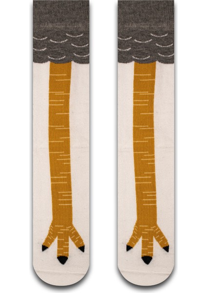 Beyaz Tavuk Ayağı Desenli Unisex Çorap