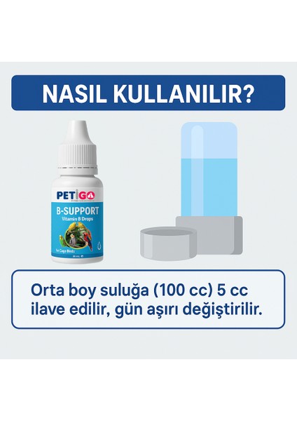 B-Support Kuşlar Için B Vitamini Damla – 30 ml | Kafes Kuşlarına Özel Takviye