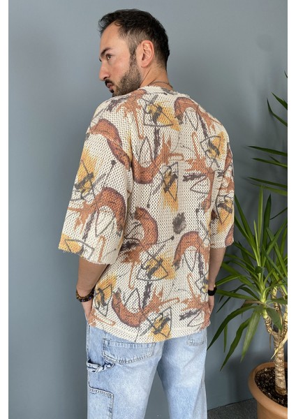 Oversize Tişört Bisiklet Yaka Jakarlı Tişört fiyatları