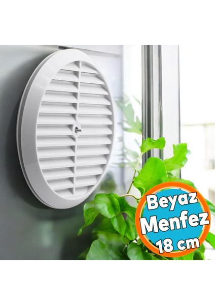 Doğalgaz Havalandırma Cam Menfezi Beyaz 18 cm Yuvarlak Mutfak Hava Akış Kanalı Güvenlik Gaz Kaçağı