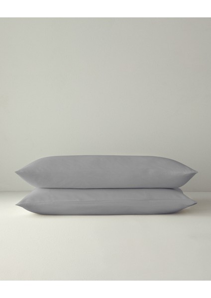 Micell Pamuk Saten 2'li Yastık Kılıfı 50X70 cm Gümüş