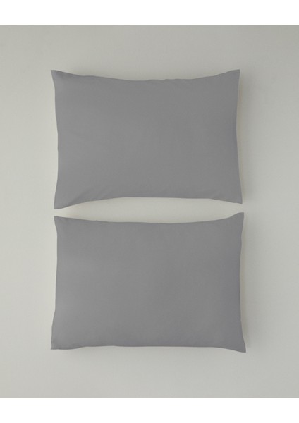 Micell Pamuk Saten 2'li Yastık Kılıfı 50X70 cm Gümüş