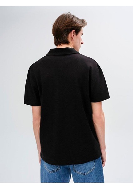 Ltb Lobode Siyah Erkek Polo Yaka Kısa Kol Regular T-Shirt 1225842386089200