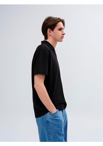 Ltb Lobode Siyah Erkek Polo Yaka Kısa Kol Regular T-Shirt 1225842386089200