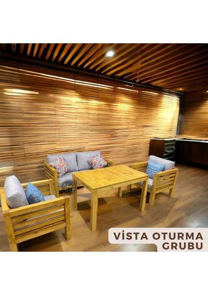 Vista 2+1+1 Bahçe Balkon Teras Ahşap Oturma Grubu