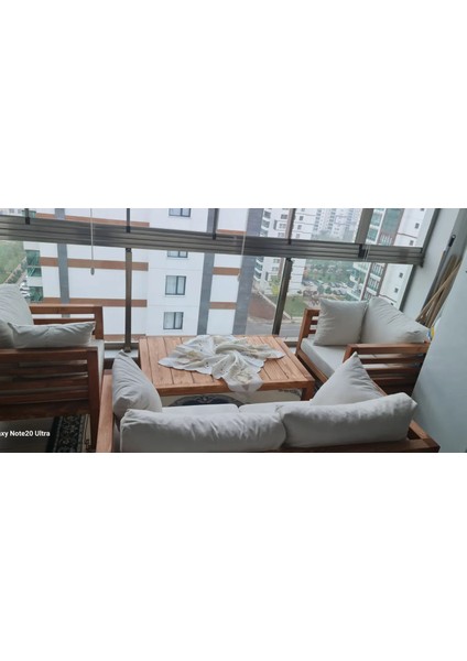 Vista 2+1+1 Bahçe Balkon Teras Ahşap Oturma Grubu