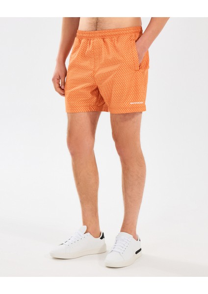 M 5 Inch Allover Print Swimshort Erkek Turuncu Deniz Şortu S2510008-700