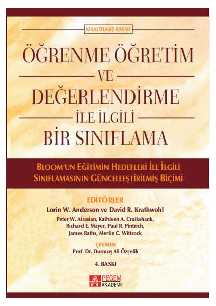 Öğrenme Öğretim ve Değerlendirme ile İlgili Bir Sınıflama
