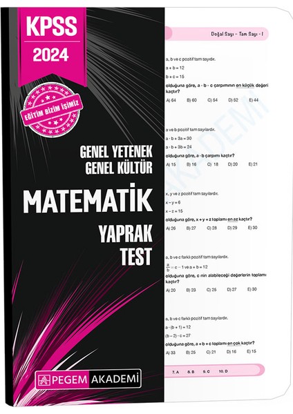 2024 KPSS Genel Yetenek Genel Kültür Matematik Yaprak Test