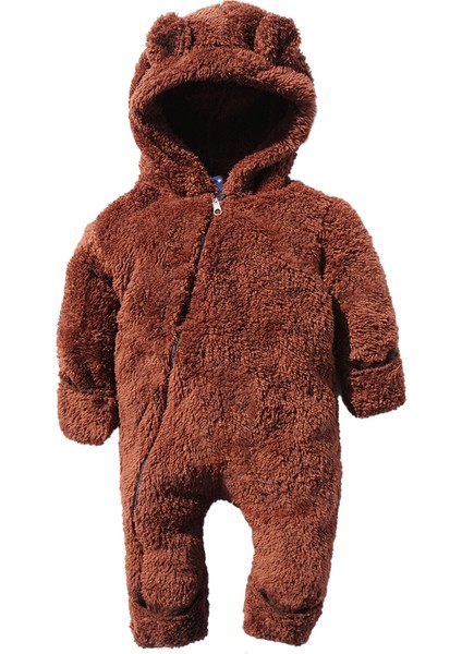 x Ipek Atlas Kız Erkek Bebek Çocuk Ayı Kışlık Peluş Tulum