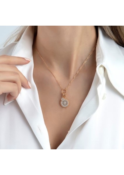 2025 Özel Renk Kaplama Mineli Taşlı Ithal Fashion Kolye