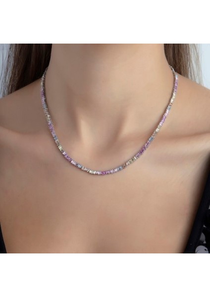 Zircon Asimetrik Dizim Rainbow Yolu Kolye