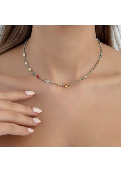 Çok Renkli Fashion Boncuk Kolye