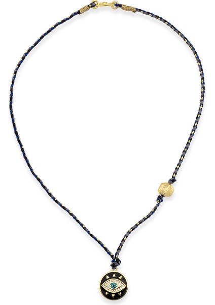 Lacivert Gold Lurex Özel Ipli Taşlı Evil Eye Trend Kolye fiyatları