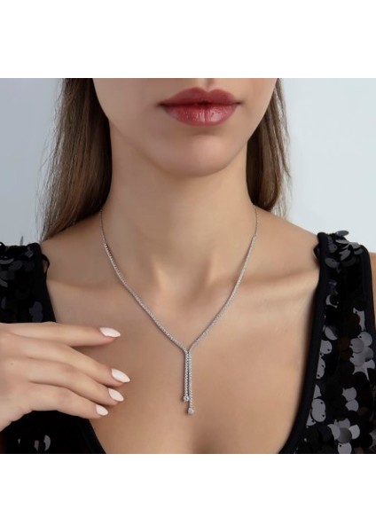 Silver Renk Minimal Boyu Ayarlanabilir Suyolu Kolye
