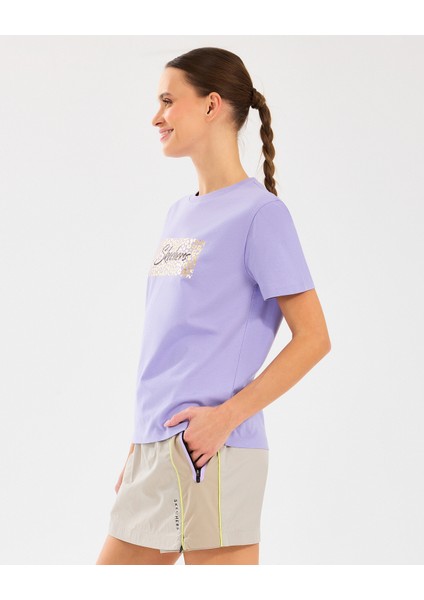 W Regular Fit Graphic Tee T-Shirt Kadın Mor Tshirt S2510141-505 fiyatları