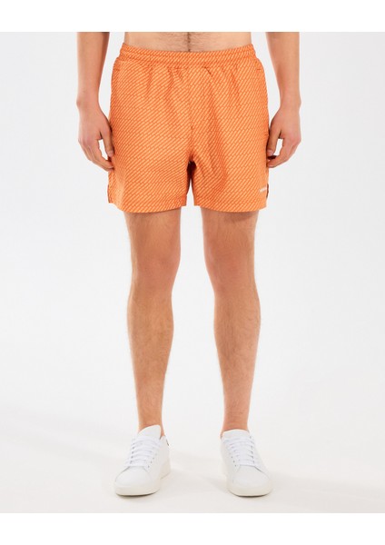 M 5 Inch Allover Print Swimshort Erkek Turuncu Deniz Şortu S2510008-700