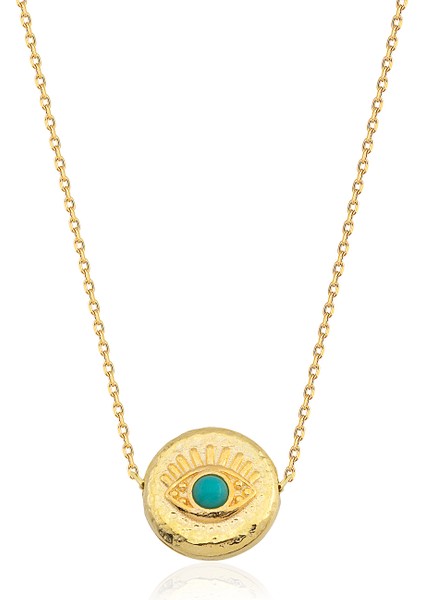Gold Renk Cross Design Minimal Evil Eye Kolye fiyatları