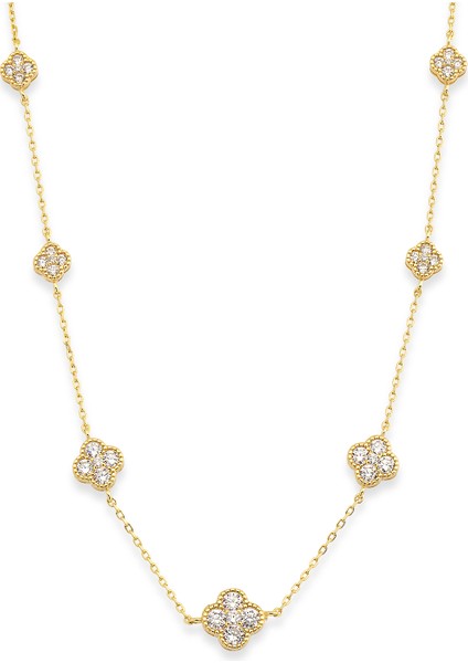 2025 Özel Renk Kaplama Taşlı Minimal Yonca Ithalfashion Kolye fiyatları