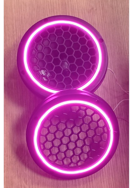 16CM Pembe Neon Işıklı Hoparlör ve Midrange Kapağı 1takım (2ADET) Vidalanabilir