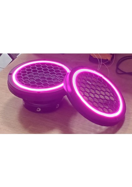 16CM Pembe Neon Işıklı Hoparlör ve Midrange Kapağı 1takım (2ADET) Vidalanabilir