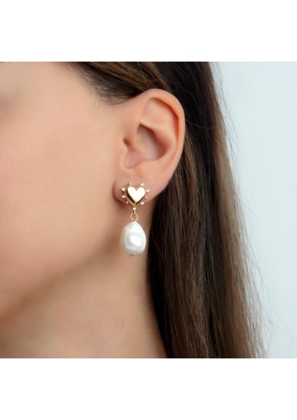 2025 Özel Renk Kaplama Barok Inci Kalp Design Ithal Fashion Küpe