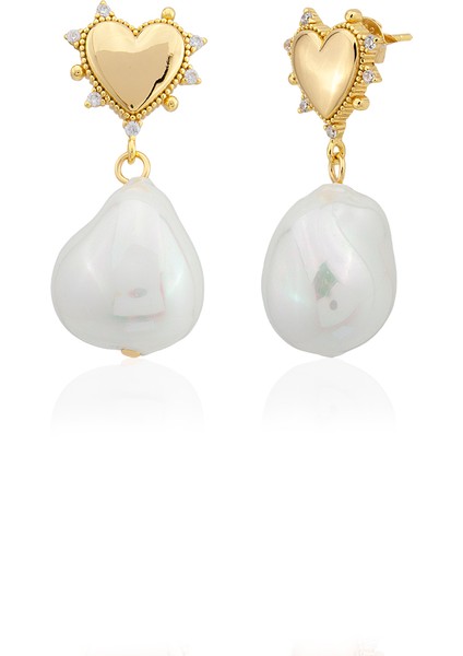 2025 Özel Renk Kaplama Barok Inci Kalp Design Ithal Fashion Küpe fiyatları