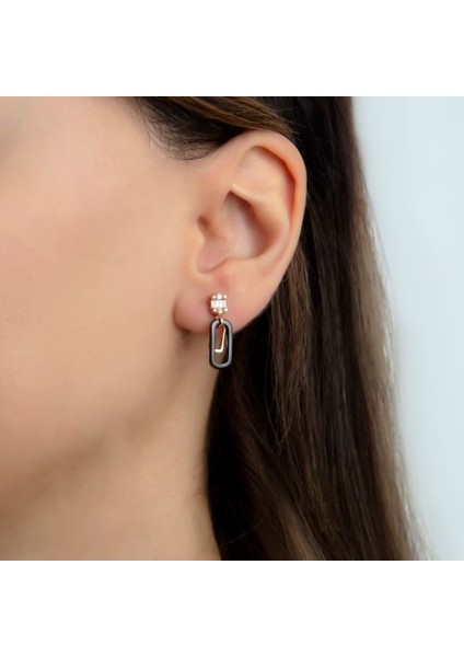 2025 Özel Renk Siyah Rectangle Minimal Ithal Fashion Küpe