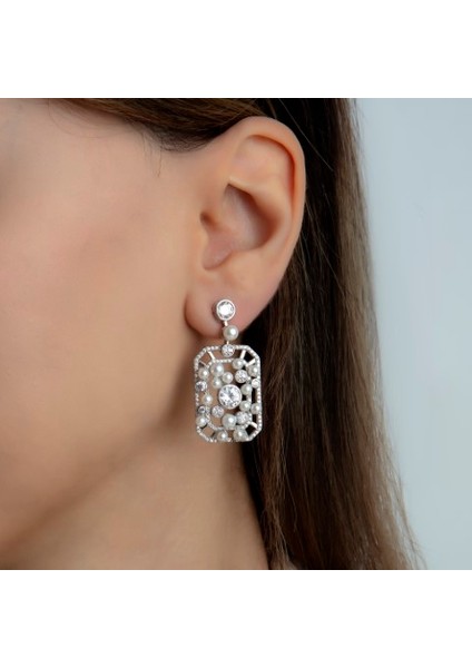 Ice Cut Taş / Inci Detay Kupon (Vip) Küpe