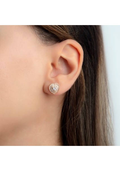 2025 Özel Renk Kaplama Taşlı Kalp Ithal Minimal Küpe