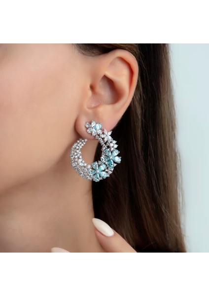 Ice Cut Pırlanta Kesım Floral Touch Küpe Vip