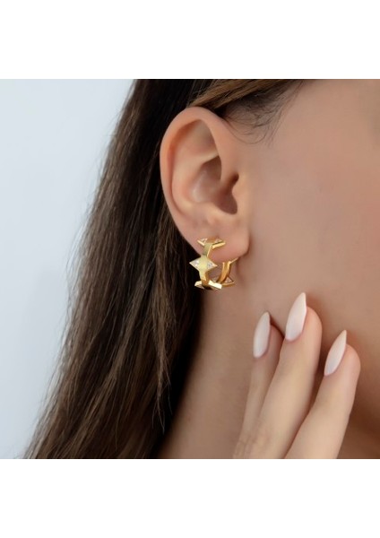 Gold Renk Taç Trend Küpe