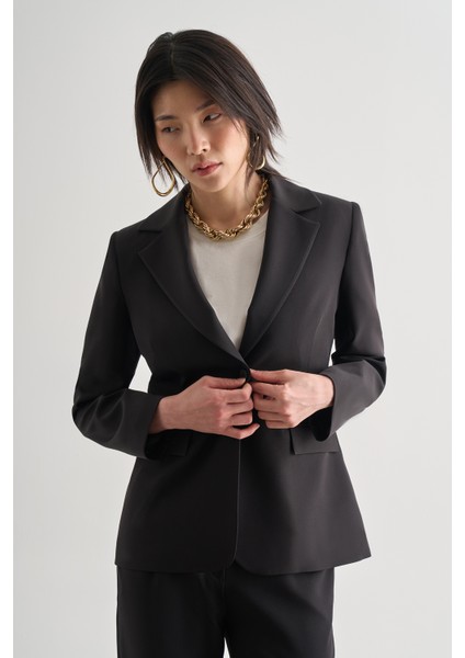 Siyah Tek Düğme Klasik Blazer Ceket modelleri