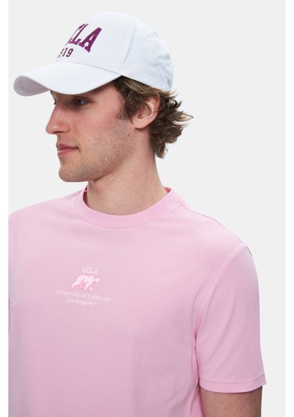 Fabıo Açık Pembe Bisiklet Yaka Baskılı Standard Fit Erkek Tshirt