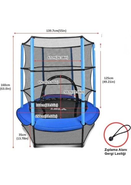 140 cm Korumalı Çocuk Trambolini (55 Inç) Fileli Trambolin fiyatları