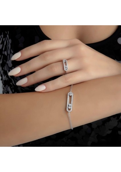 Silver Renk Dancing Taşlı Ithal Fashion Yüzük (Msk)