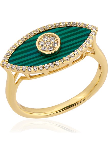 2025 Özel Renk Kaplama Emerald Zemin Üzeri Taşlı Ithal Fashion Yüzük