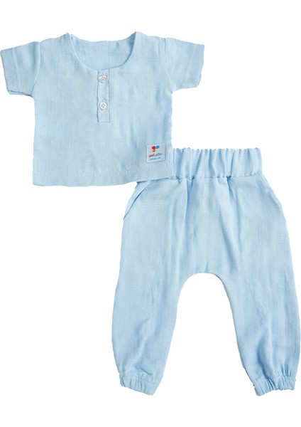 x Ipek Atlas Erkek Kız Bebek Çocuk Müslin Kısa Kollu Takım
