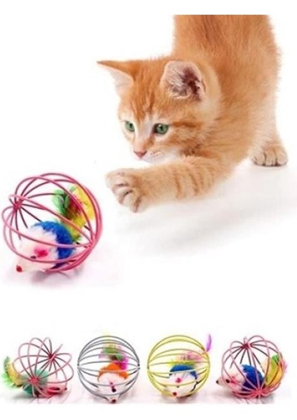 Kafesli Fareli Kedi Köpek Oyun Topu
