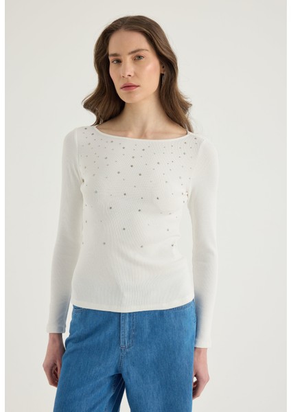 Serpme Taşlı Kayık Yaka bluz fiyatları