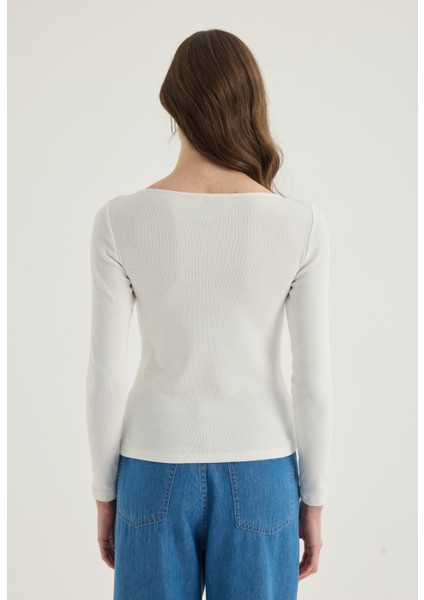 Serpme Taşlı Kayık Yaka bluz indirimleri